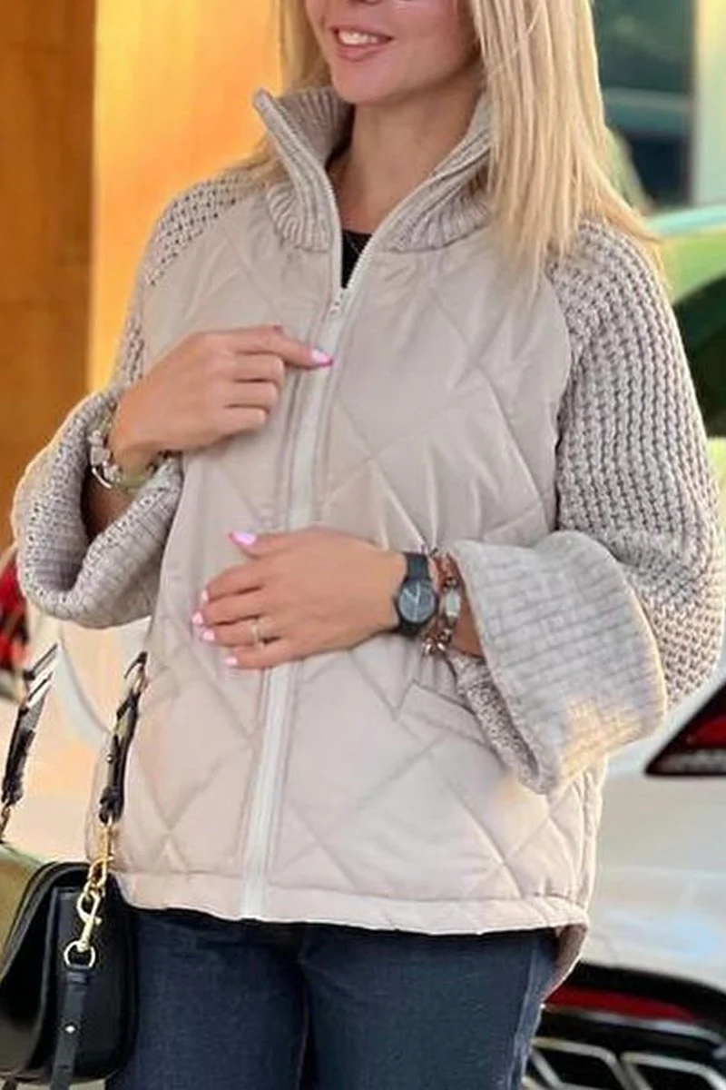 Women's Knitted patchwork casual padded Coats