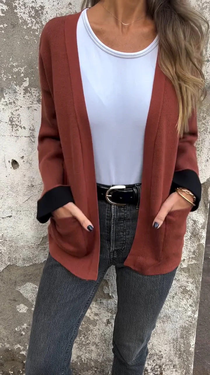 Women's V-neck Long-sleeved Knitted Casual Cardigan Jacket