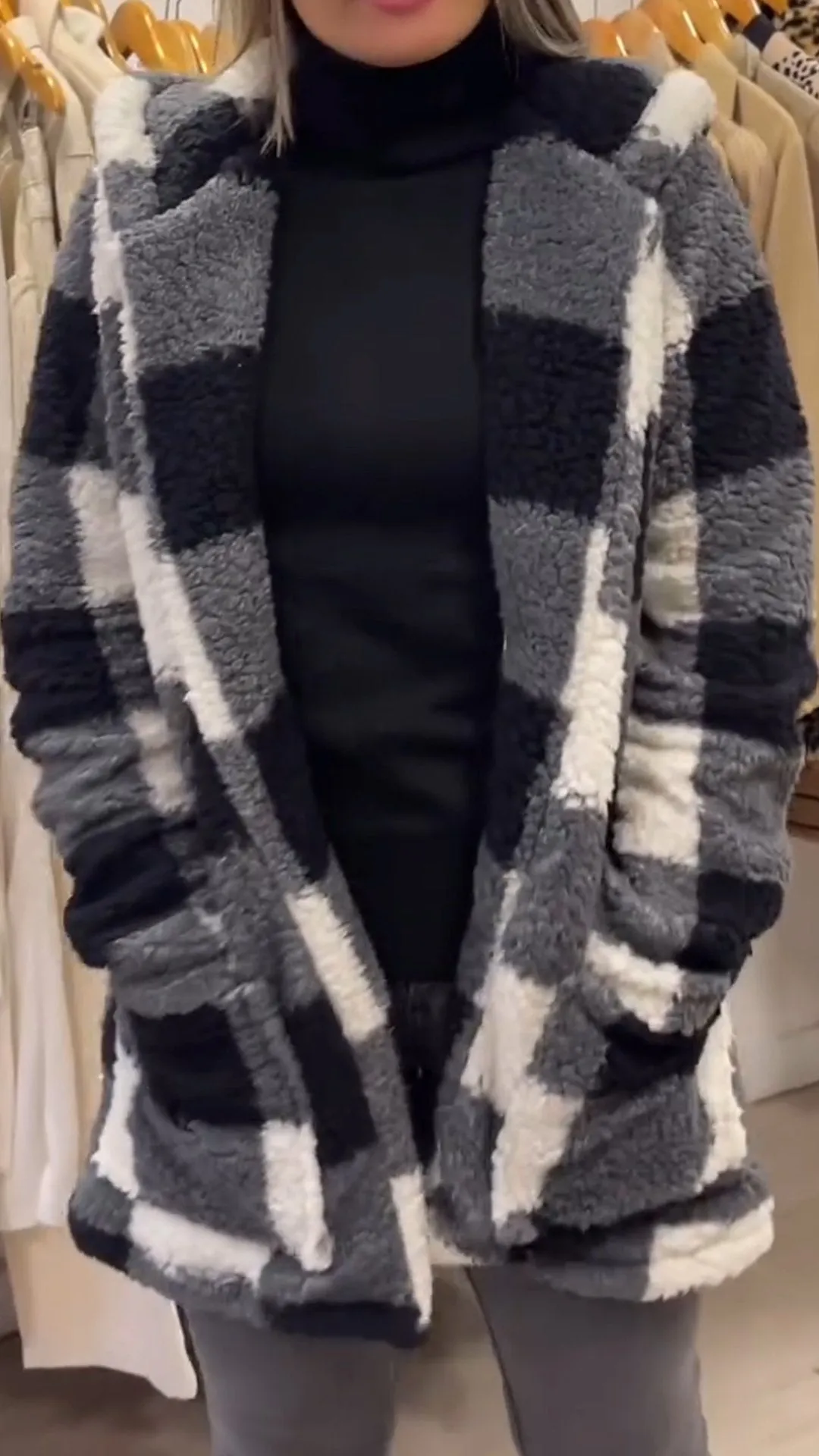 Women's Casual Plush Plaid Coats