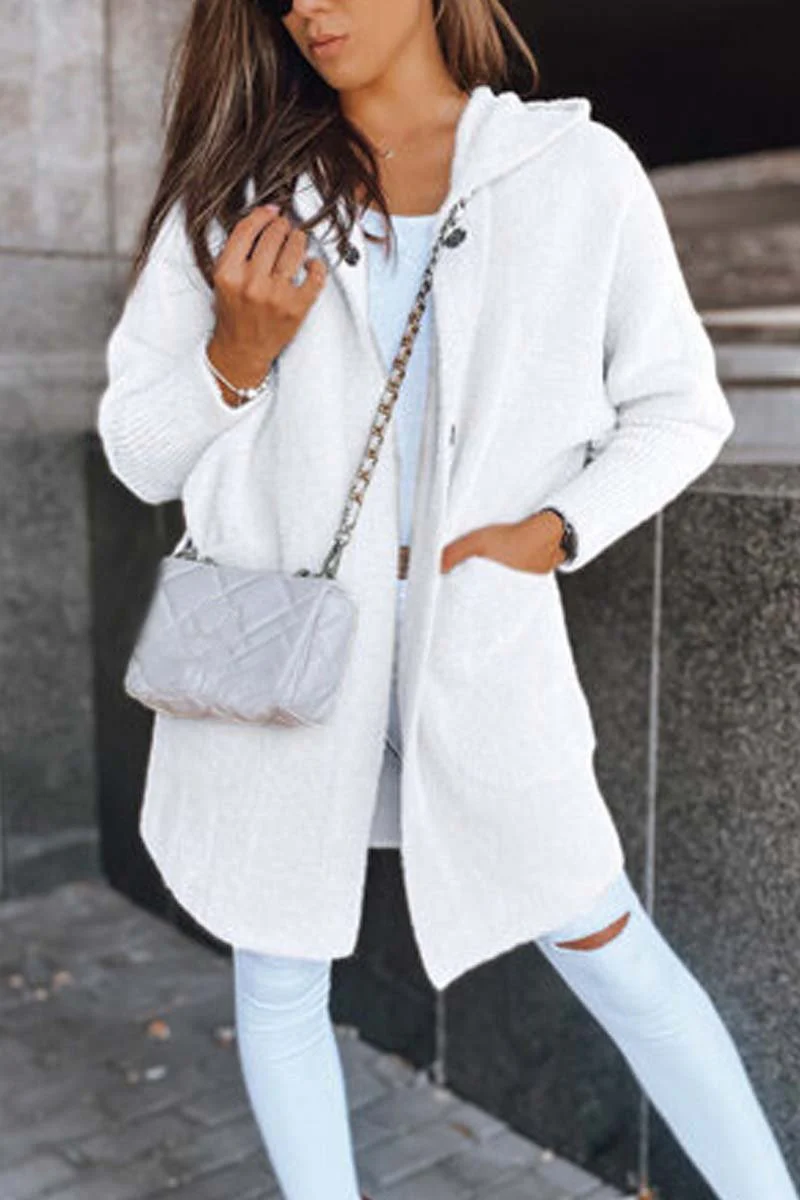 Women's Casual Loose Dolman Sleeve Plush Hooded Coat